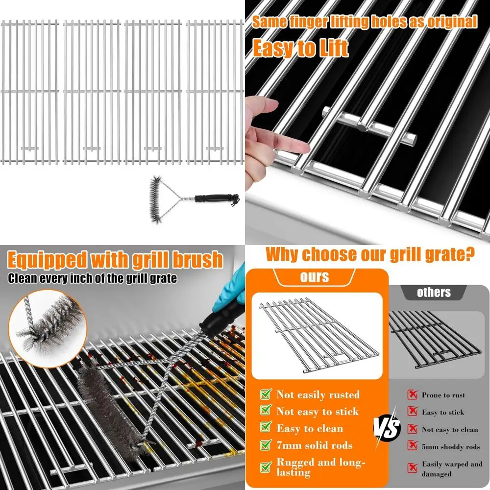 

Grill Grates and 4 Burner Grills, Premium Stainless Steel with Grill Brush