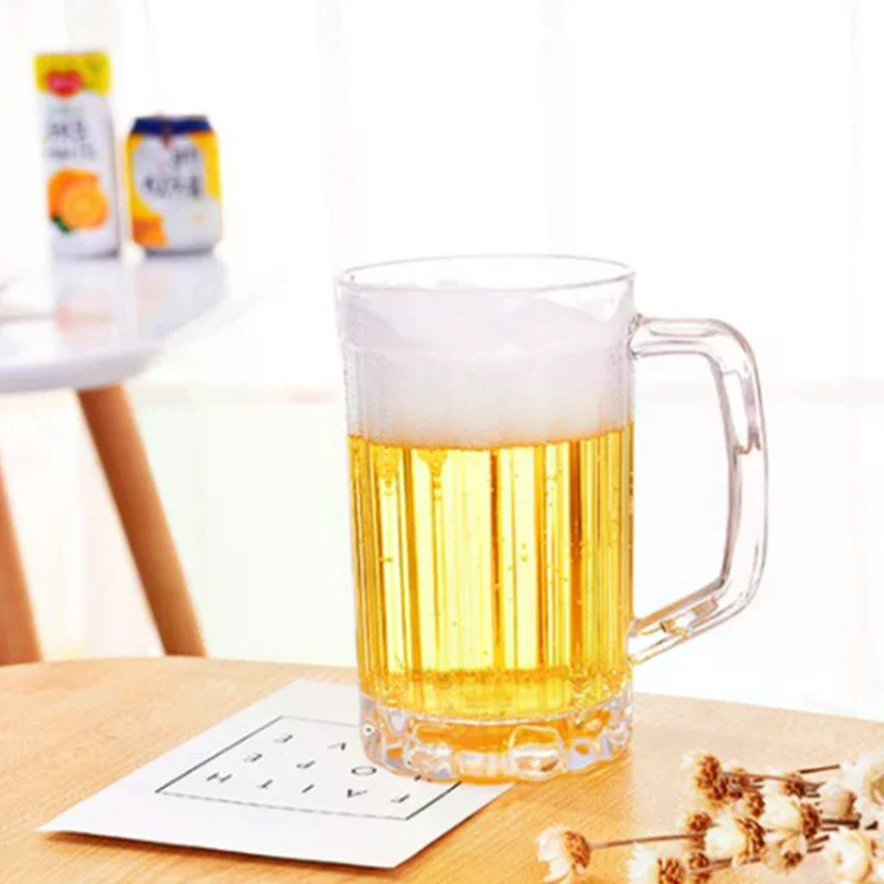 Transparent Beer Mug Plastic Unbreakable Breakfast Milk Coffee Juice Water Cup Barware Drinkware for Home Party Bar KTV 500ML view 3