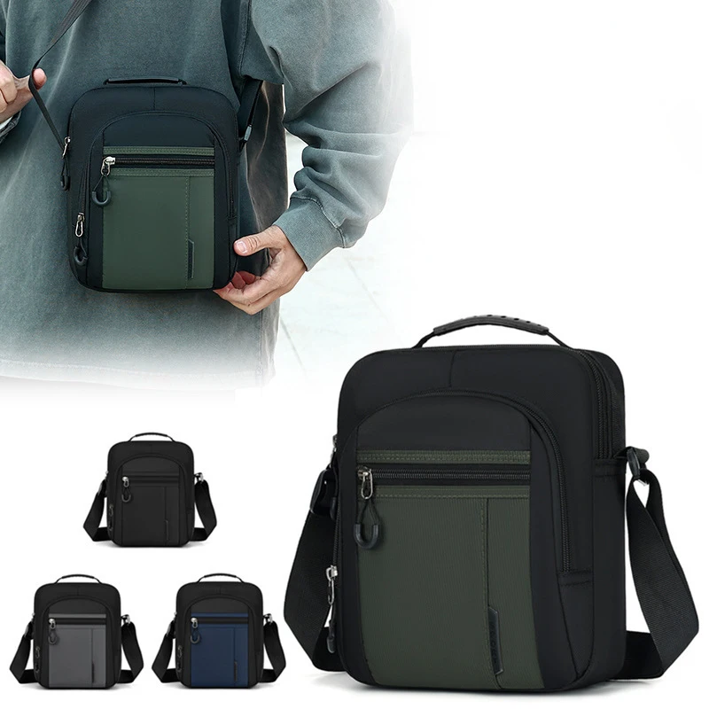 Men Casual Small Zipper Crossbody Bags Portable Business Travel Hand Briefcase