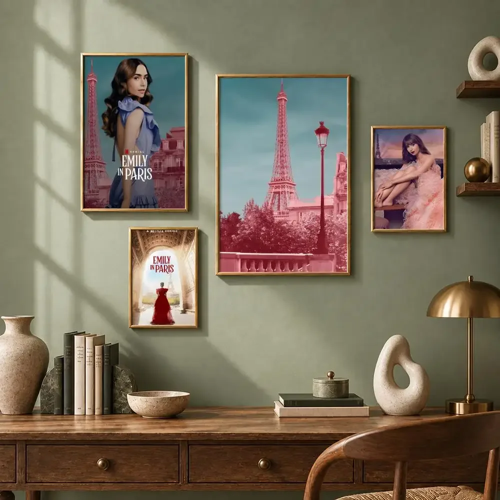 Trendy TV Series E-Emily in ParisS Poster HD Self-Adhesive No Residue After Removal Ideal for All Kinds of Wall Decor