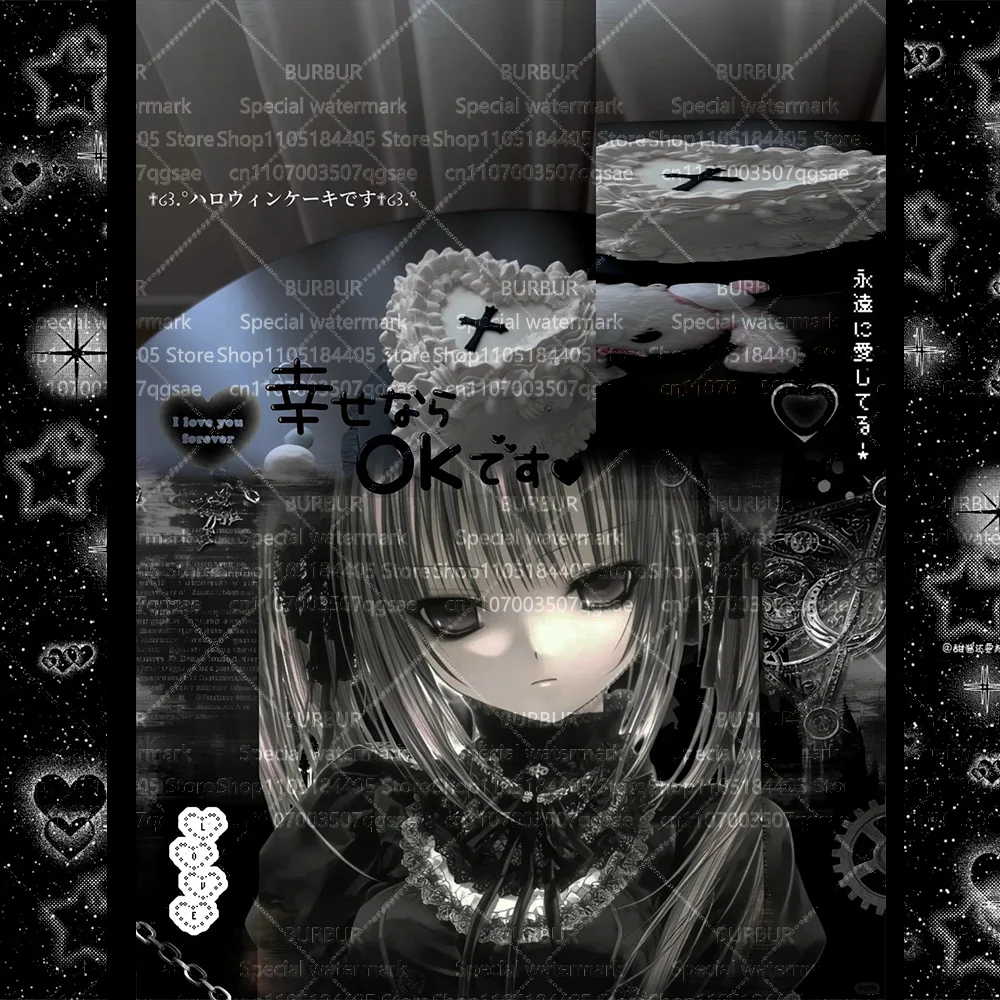 Visual dark gothic style illustration tapestry for bedroom and dormitory decoration, interior photo background material