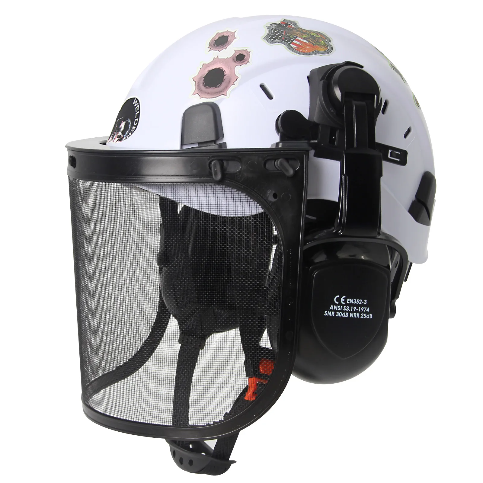 

Forestry Safety Helmet with Mesh Face Earmuffs DIY Stickers Set ABS Logging Brushcutter Trimmer Protective Hats Work Cap CE