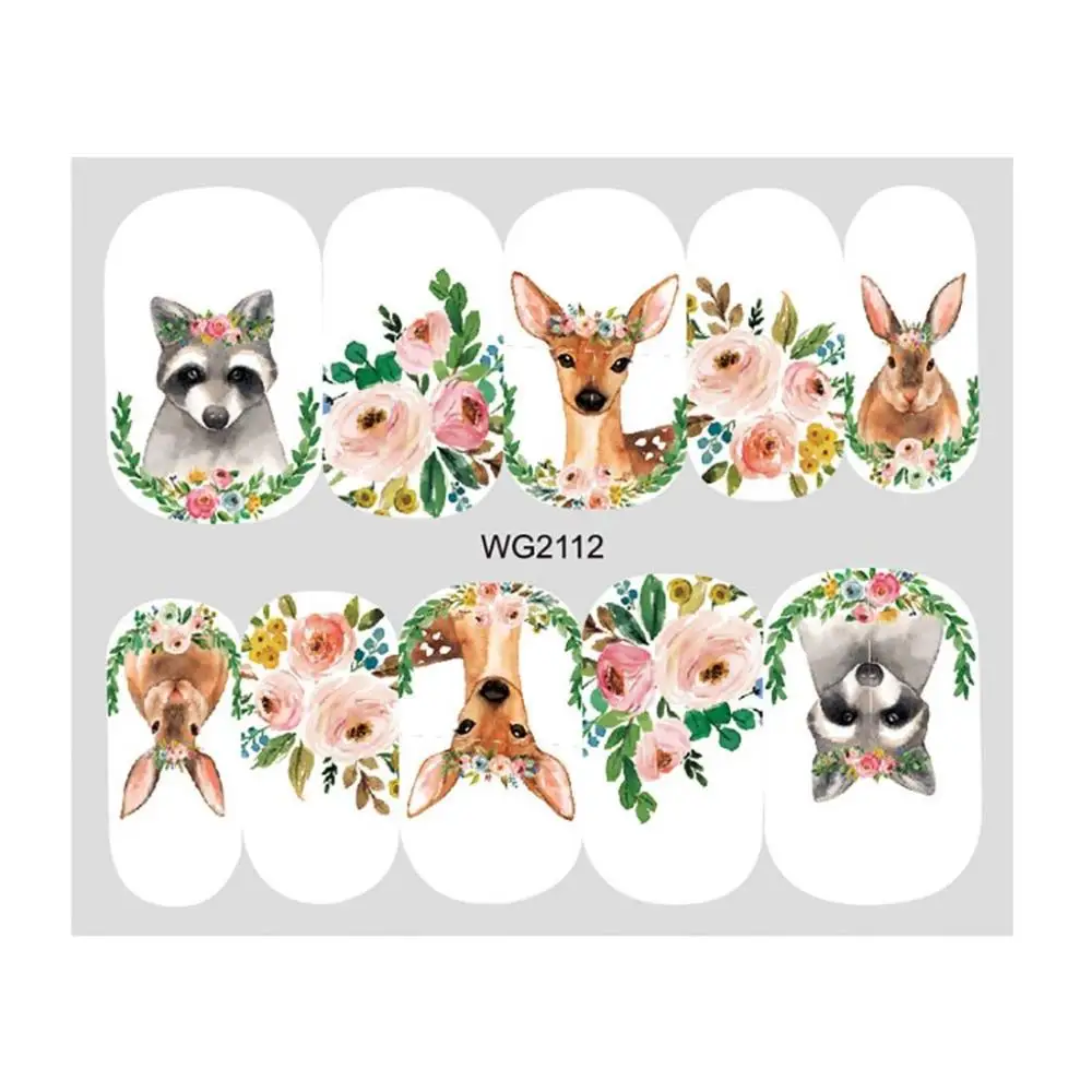 Deslizadores de hojas para decoración de uñas, pegatinas de agua para uñas de flores, calcomanía de transferencia de rosas, pegatina de hojas para uñas