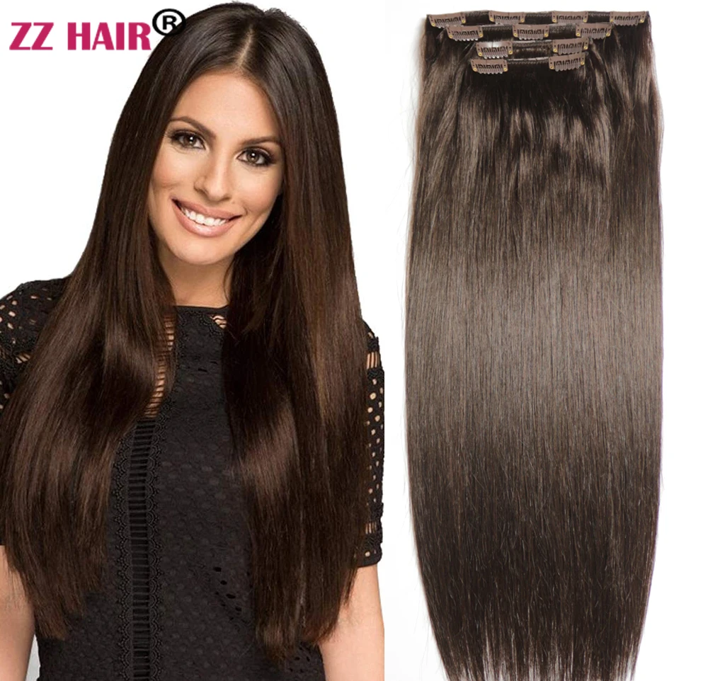 

ZZHAIR 100% Brazilian Human Remy Hair Extensions 16"-24" Clips-in 4pcs Set 180g-200g Four Pieces 1x20cm 1x15cm 2x10cm Natural