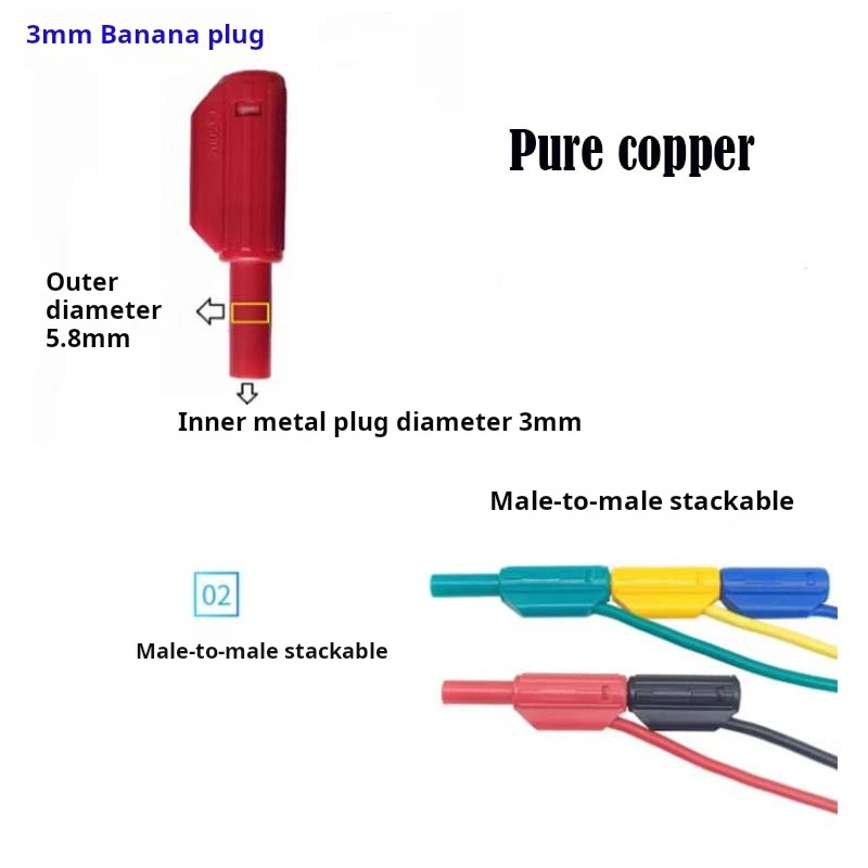 6A 30000V 3mm Banana Plug Connection Line for K3 Bench Male to Male Double Ended Crocodile Line Clamp Experimental Wires Sheath