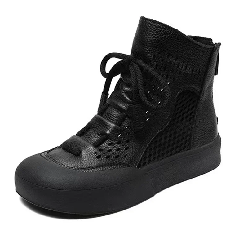 Stivaletti da donna in pelle a rete Sneakers moda Donna Trend Designer Scarpe sportive Walking New Cozy Goth Mujer Snow Botas