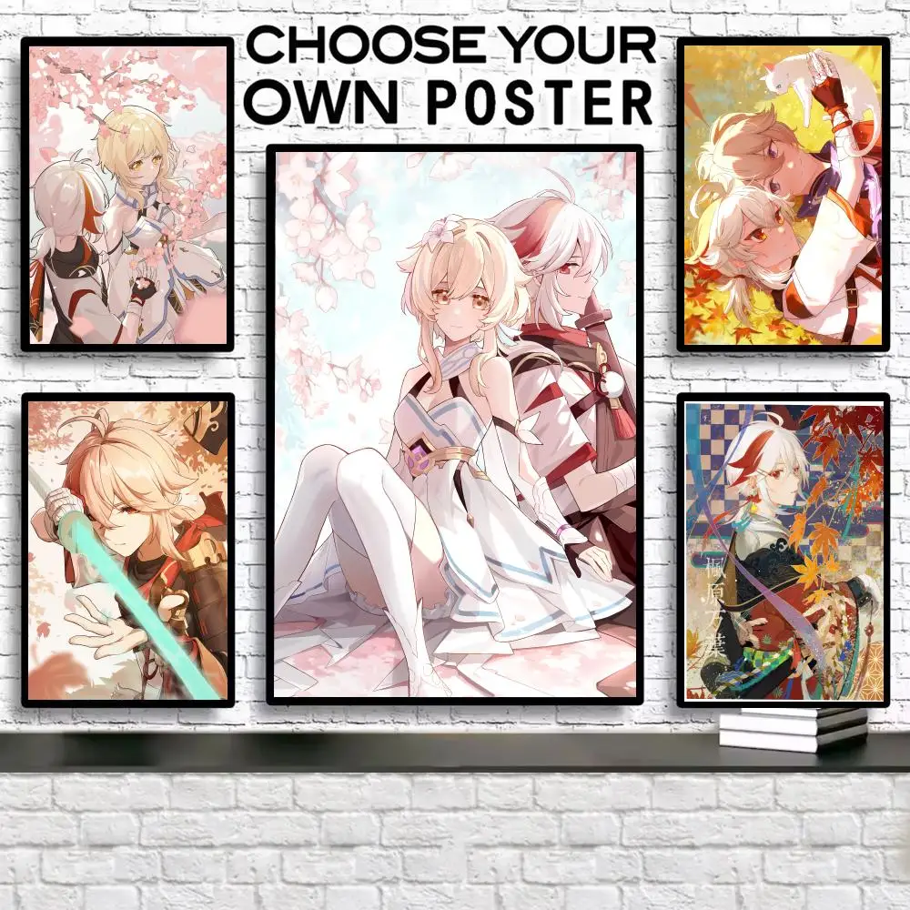 

Kazuha Painting Calligraphy Canvas Poster: Game Crease Free Waterproof Durable All Space Wall Kaedehara Decor