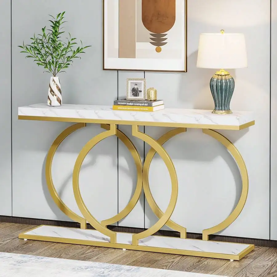 Inch Modern Gold Console Table For Entryway Table, Narrow Long Sofa Table Behind Couch Table Accent Table For Living Room view 2