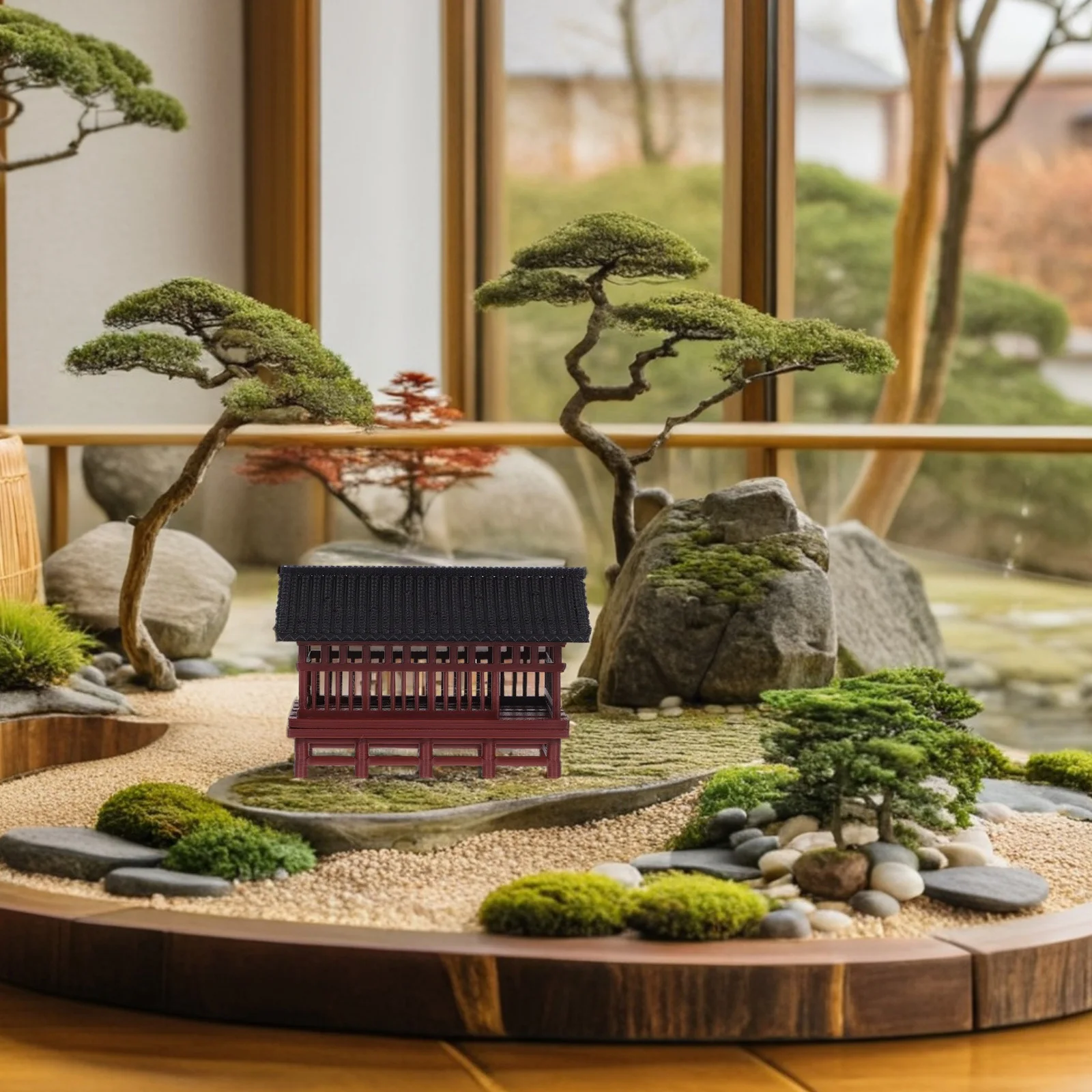 

Elegant Mini Pavilion Statue 2.9X2.0X1.9 Inch Vintage Style Desktop Decor Micro Landscape Ornament For Office Bedroom Aquarium