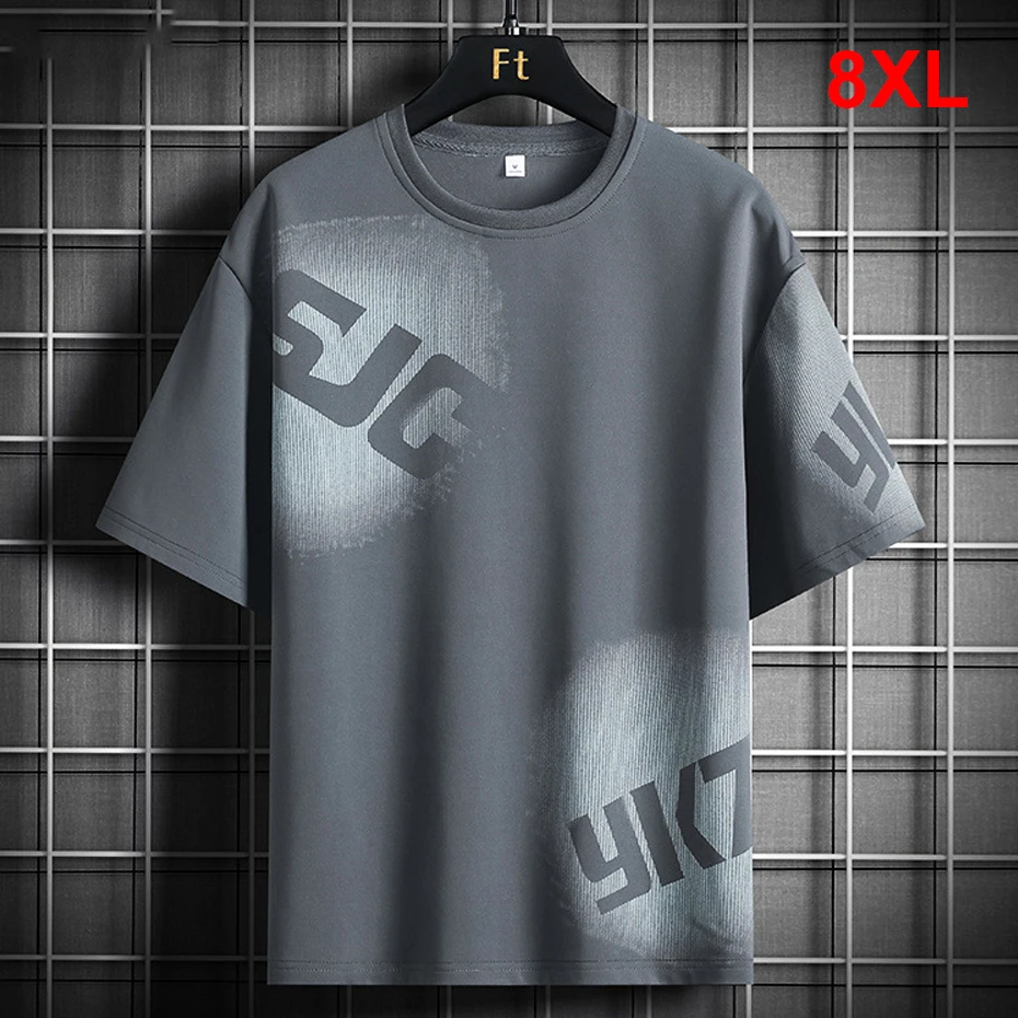 

Летняя футболка, мужские футболки с коротким рукавом 8XL, модные повседневные топы больших размеров, футболки, мужская футболка большого размера