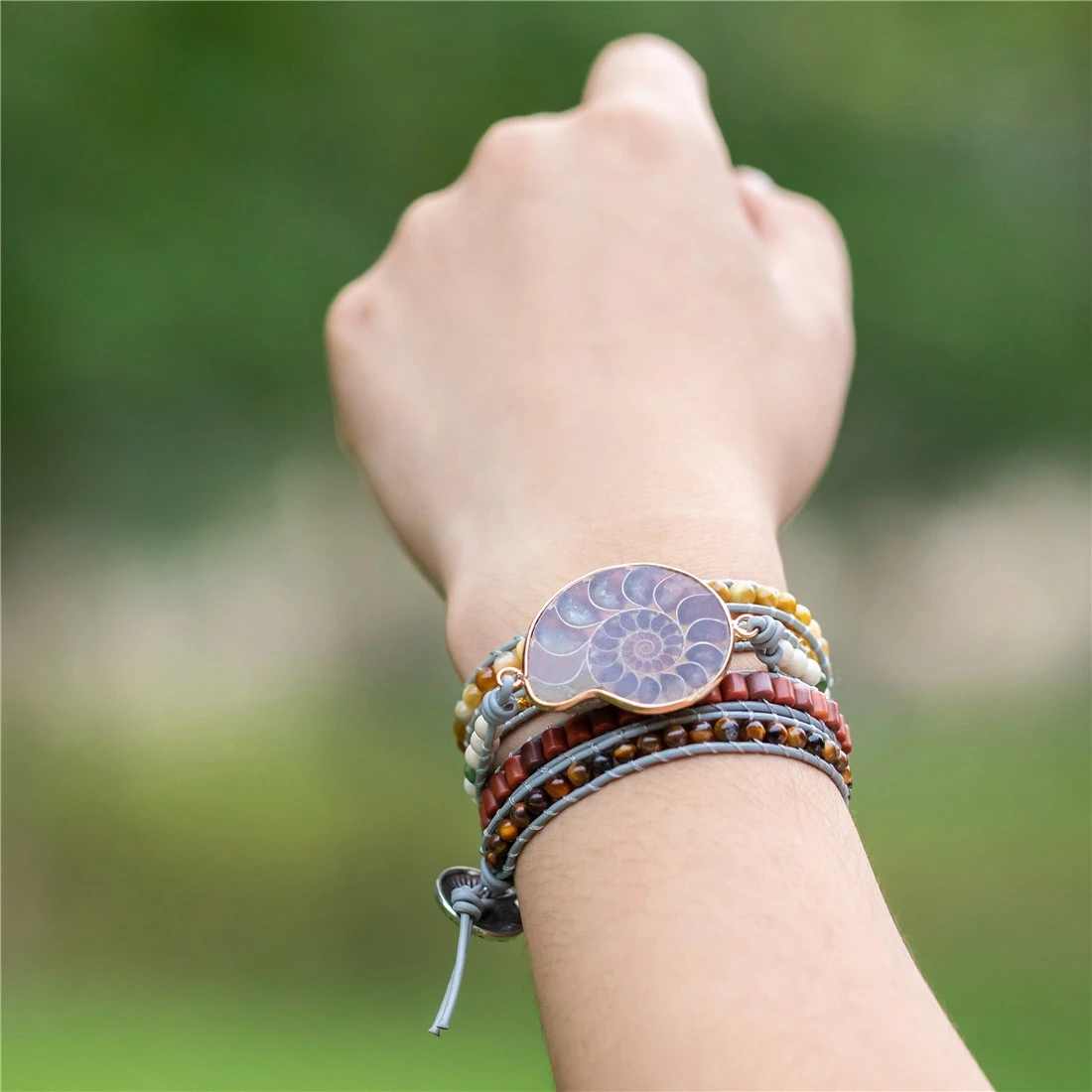 Unique 5 Wraps Natural stone Leather Bracelet Exquisite Mix Stones Women Fashion Wrap Bracelet Boho Bracelet Jewelry Drop ship