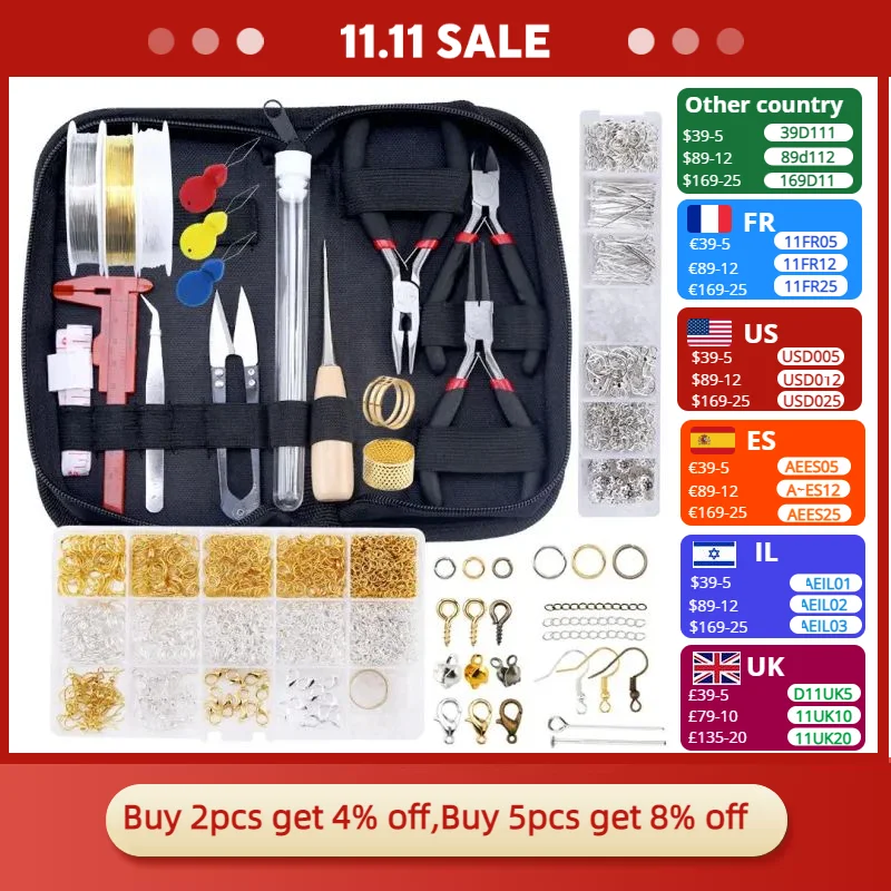 Jewelry Making Supplies Kit with Jewelry Tools Open Jump Rings Lobster Clasps Crimp Beads Earring Hooks Accessories for Jewelry