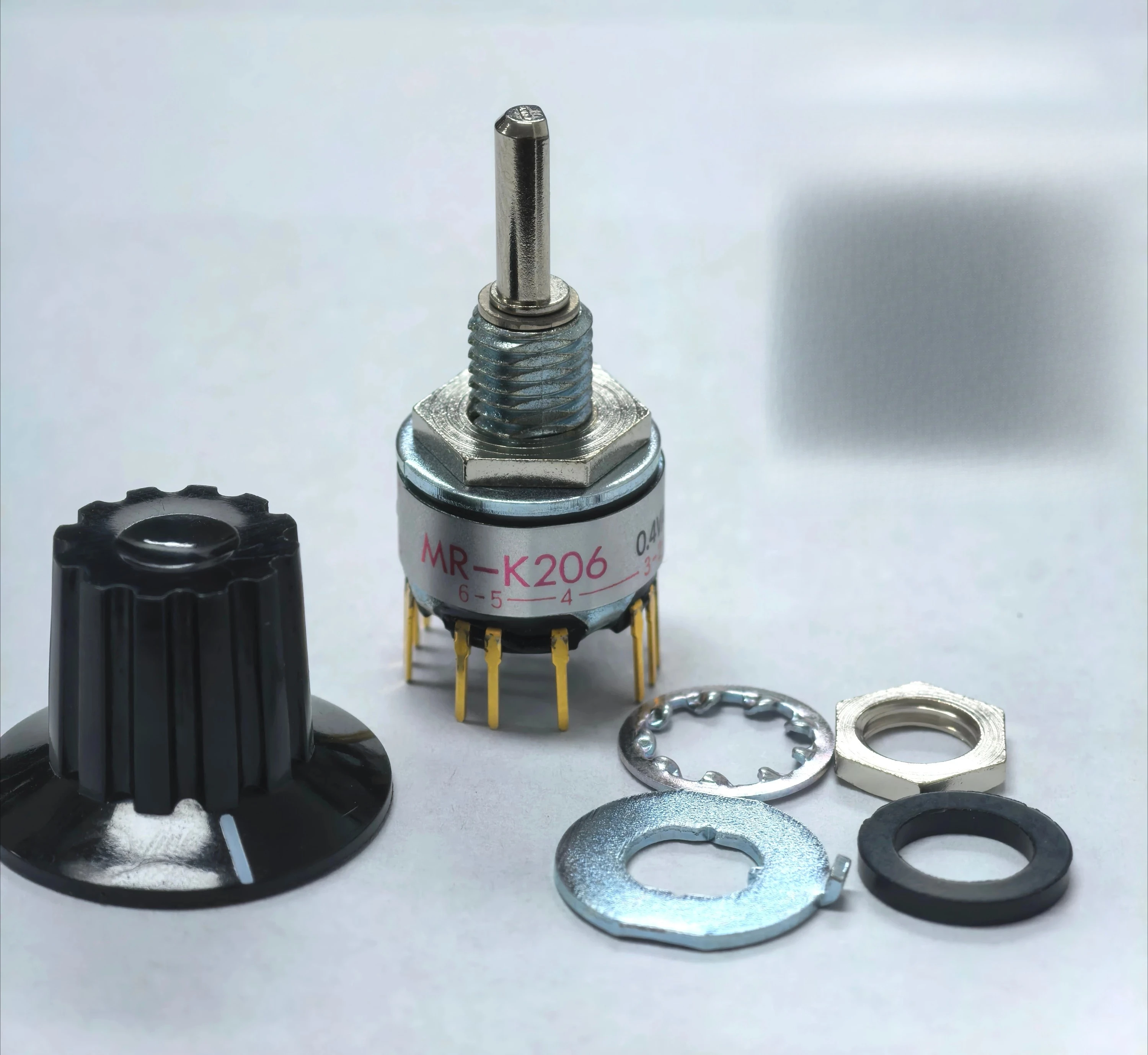 

Rotary switch MRK206-A DP6T open hole 6.2 straight PC terminal position 2-6 gears