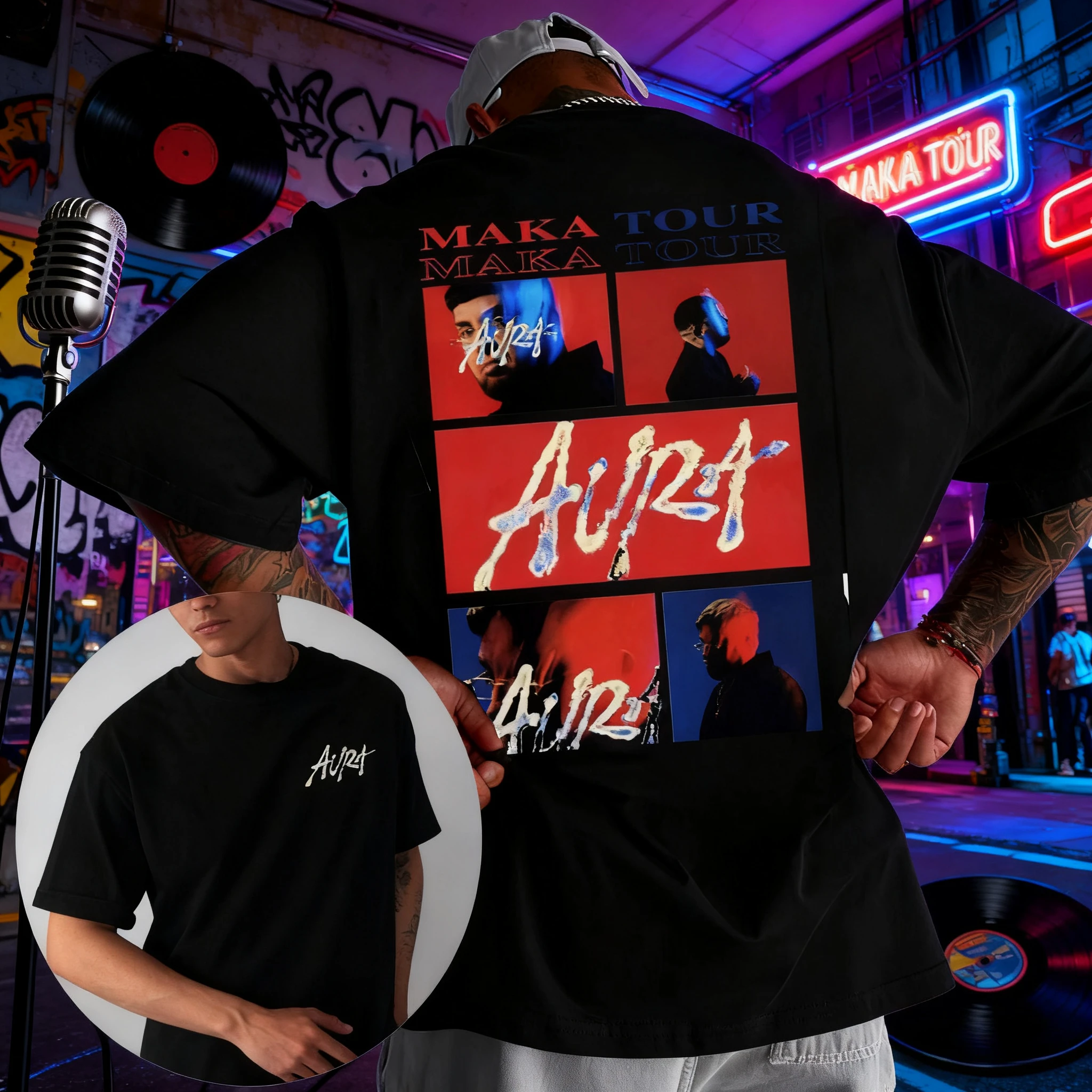 2025 verano cantante Marca Halo Tour Camiseta de algodón para hombres moda Hip-hop suelta pantalón corto Casual de manga ropa de calle