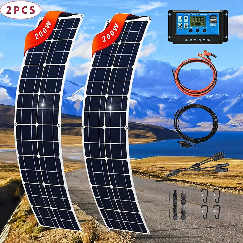 100W 18V Flexible Solar Panel Usb Controller Cable Kit For Outdoor Car And Rv Charging