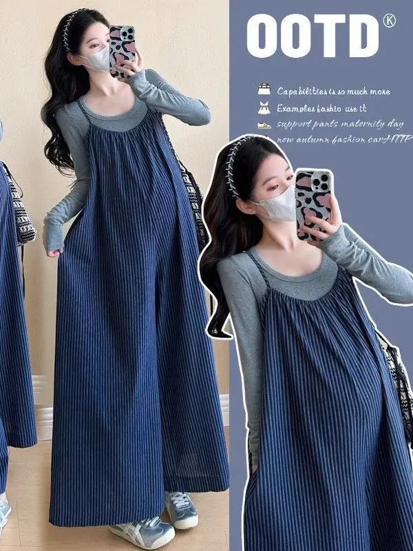 

Faionable полосатые брюки Materni Rer с высокой талией и широкими штанинами, повседневные свободные корейские брюки, весна-лето, Новое поступление