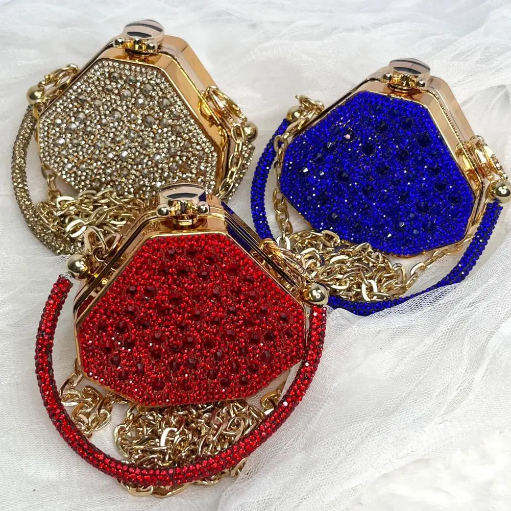 

Octagonal Box Evening Bag Women Glitter Crossbody Bag Rhinestone Clutch Party Purse Mini Handbag for Cocktail Parties Banquet