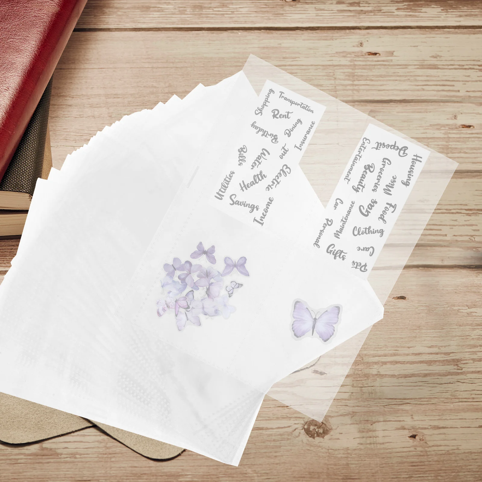 100pcs Envelope Insert PVC Multi-Use Binder Pocket for Budget Book Pre-Drilled Holes Lightweight Storage for Receipts Cards