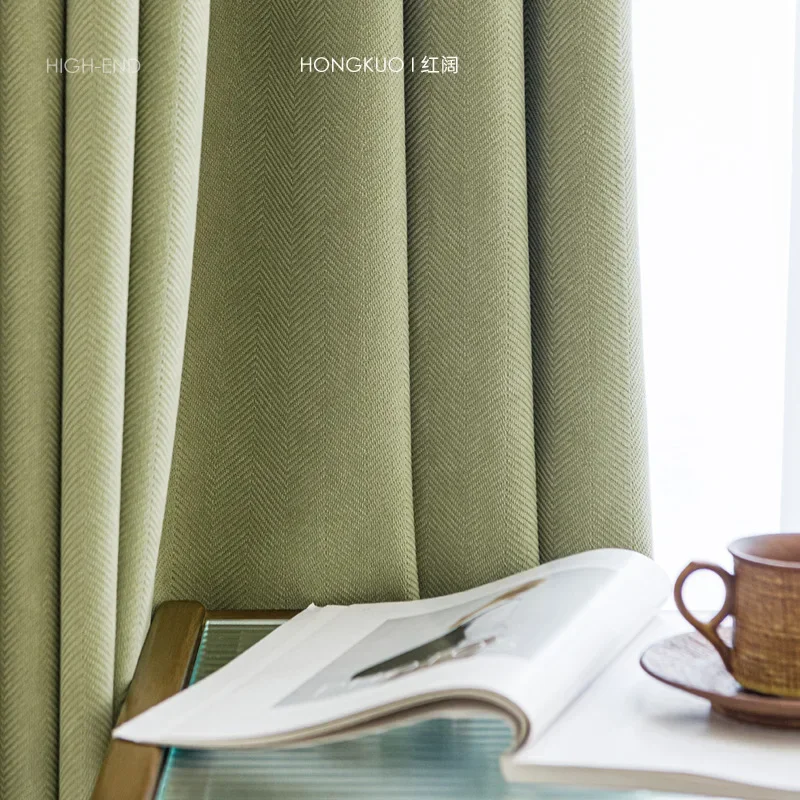 N3109Herringbone pattern thick blackout curtains finished bedroom living room