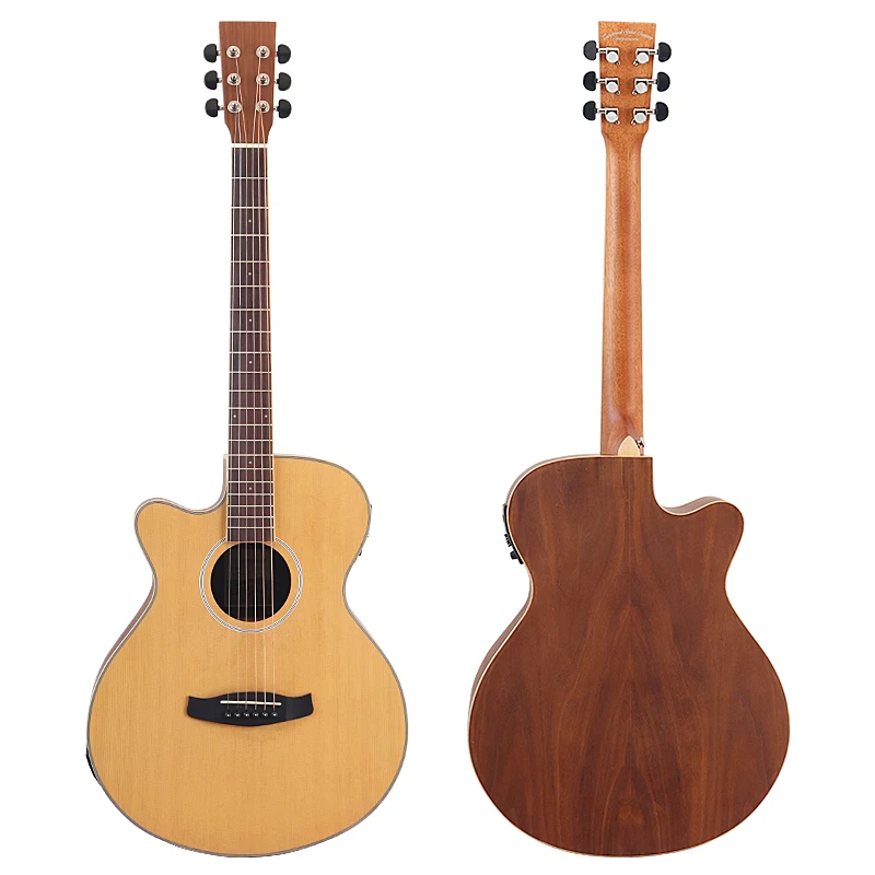 Left Hand 6 String Electric Acoustic Guitar 40 Inch Cutaway Design Good Handicraft Folk Guitar Spruce Wood Top