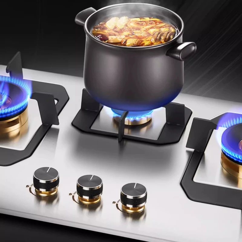 Fogão a gás com três queimadores, aço inoxidável, mesa de três queimadores, fogão duplo de gás natural embutido para casa