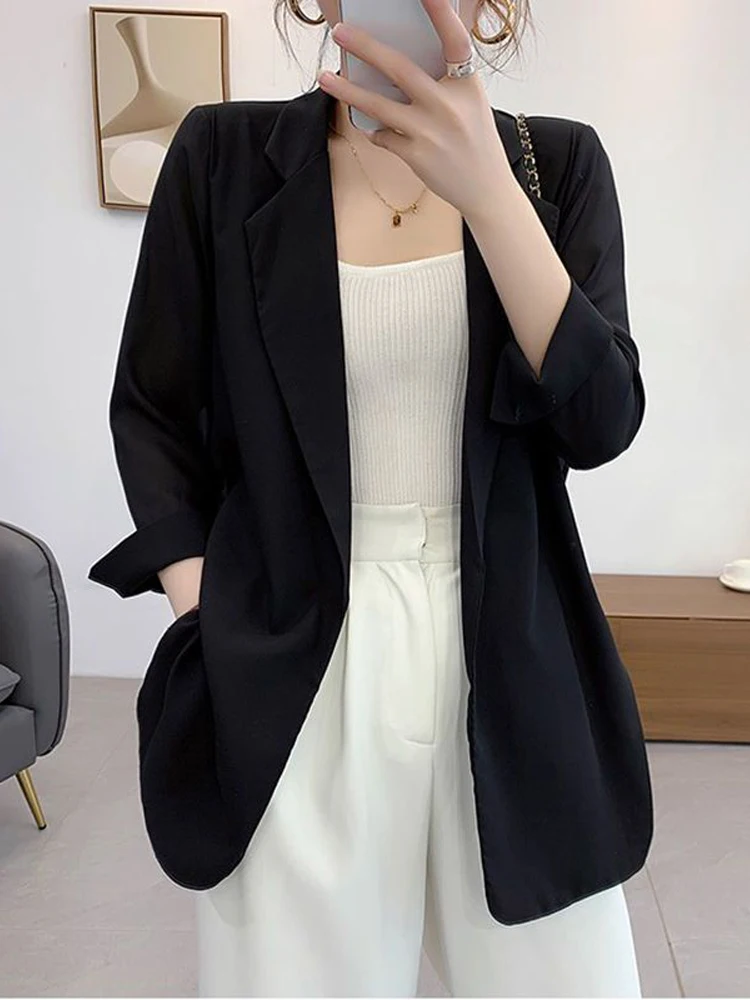 

Design Sensation Thin Hanging Sensation Chiffon Women's Spring Summer Pure Color Suit Jacket Casual Quality Outerwear