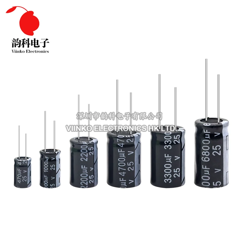 Kondensator elektrolityczny aluminiowy 25V 10UF 22UF 33UF 47UF 100UF 220UF 470UF 680UF 1000UF 2200UF 3300UF 4700UF 6800UF 22000UF