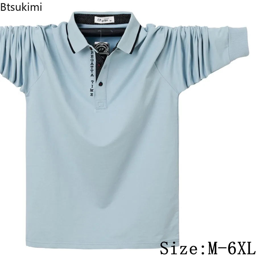 

High Quality Cotton T-shirts for Men 2025 Spring New Long Sleeve Polo Shirts Business Casual Slim Shirts Oversized Men Clothing
