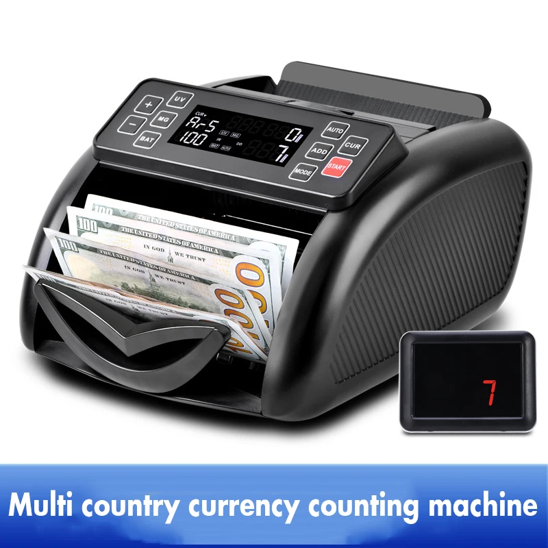 Contador de Dinero Multidivisa con Pantalla LCD y Pantalla LED Externa, Caja Registradora Comercial, Detector de Billetes Falsos
