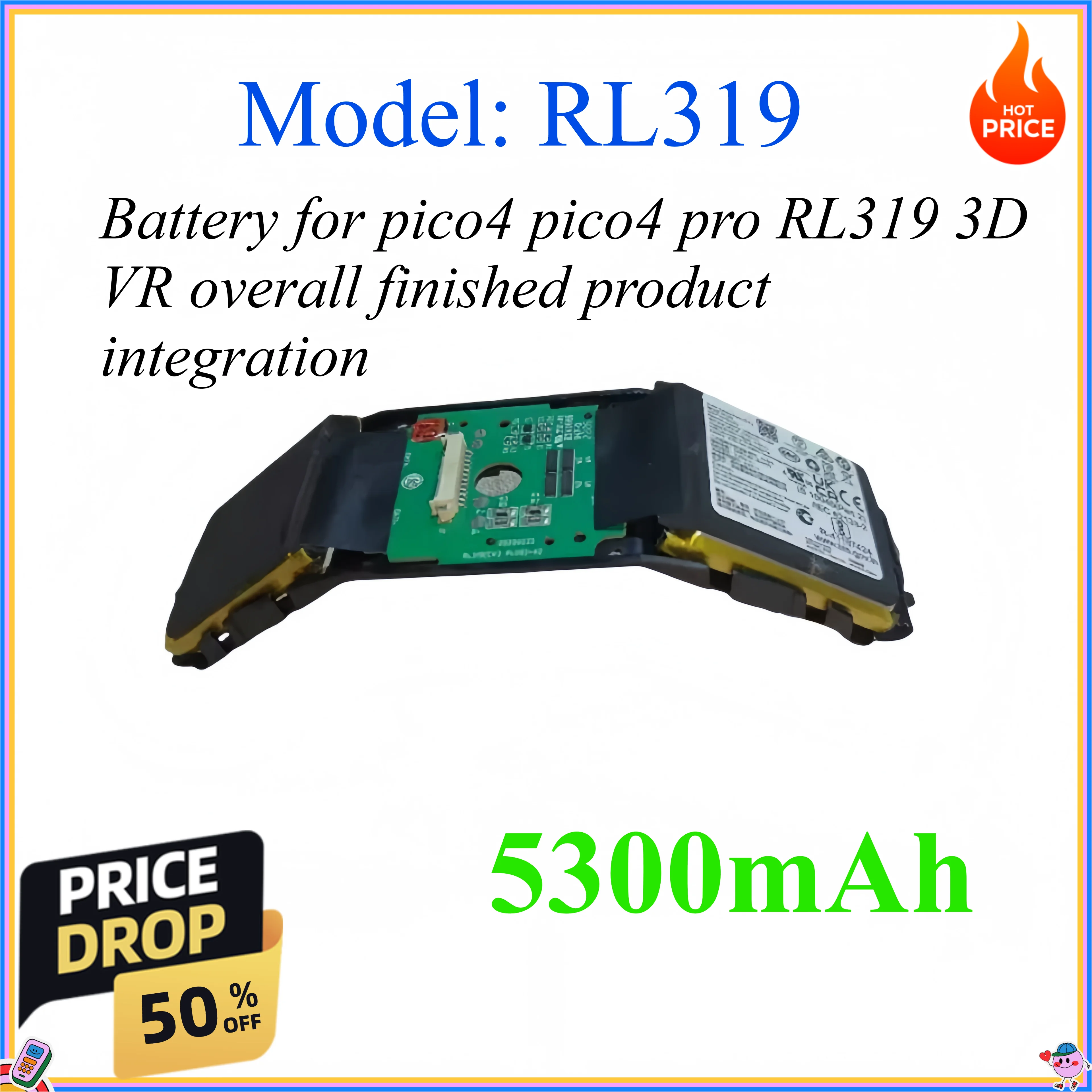 5300mAh Battery for pico4 pico4 pro RL319 3D VR overall finished product integration