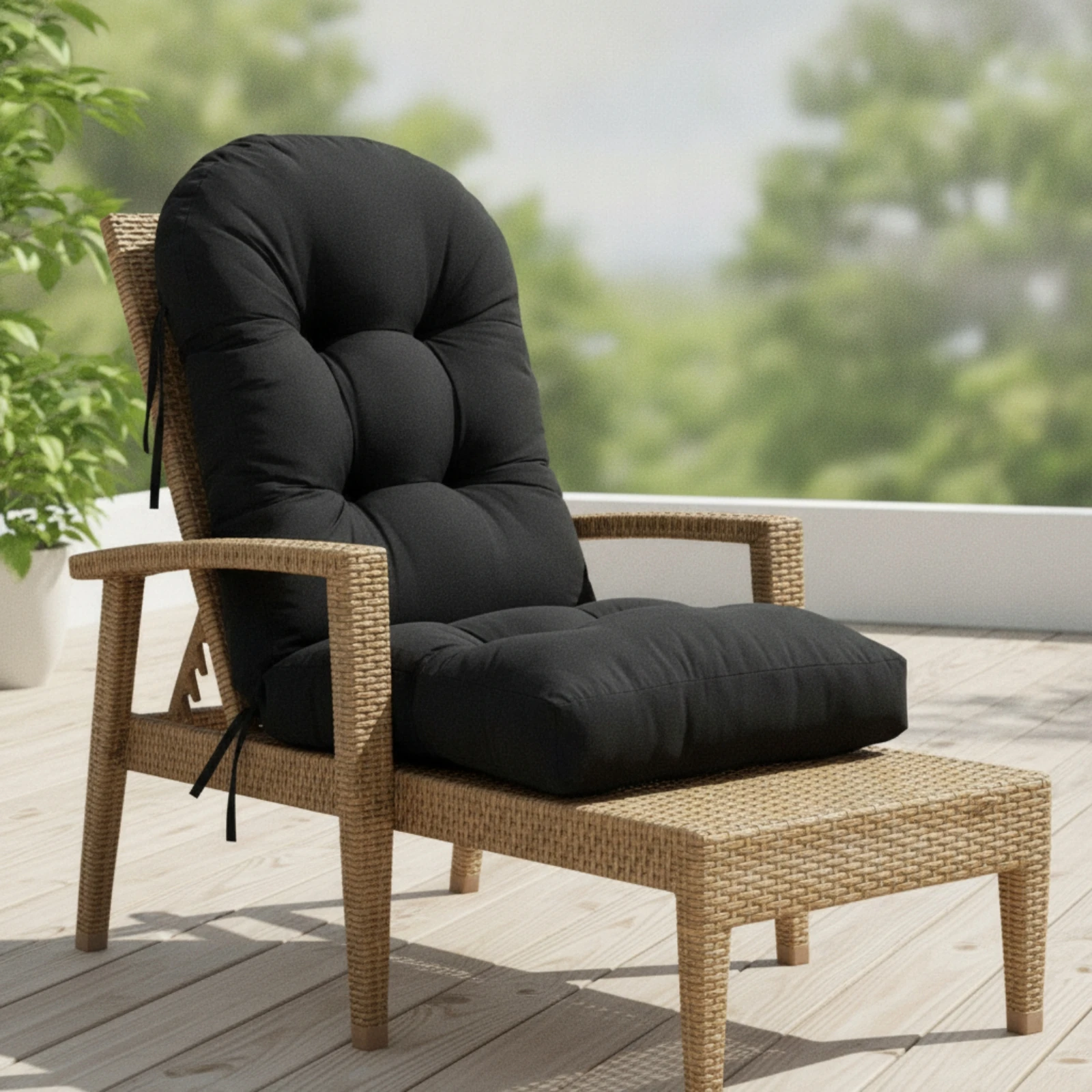 High Back Chair Cushion Tufted High Back Cushion Seat Pad Indoor Outdoor Comfortable for Patio, Garden