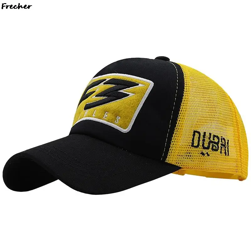 Letter Embroidery Golf Cap Colorblock Baseball Caps Mesh Patchwork Trucker Hat Outdoor Sports Snapback Hats Rock Casquette Visor