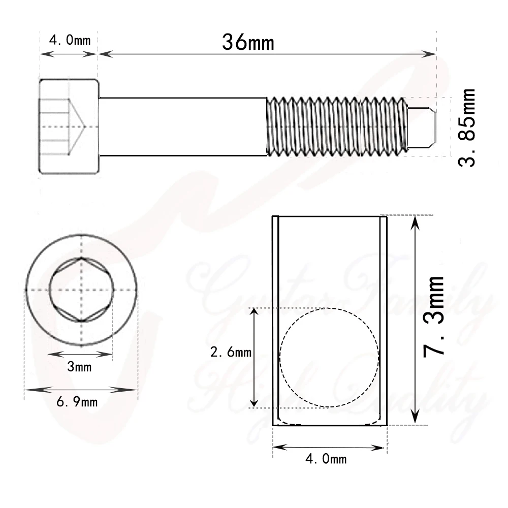 1 Set ( 6/7/8 Strings )  Titanium Alloy String Lock Screws /Saddle Insert Blocks