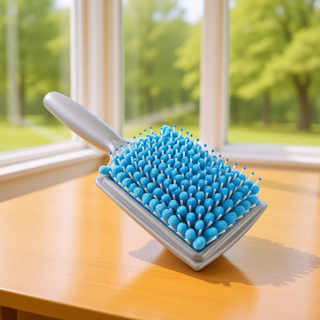 Absorbent Hair Drying Brush with Dual Bristles Fabric Plus Plastic for Quick Dry No Pull Ergonomic Handle Smooth Hair Paddle