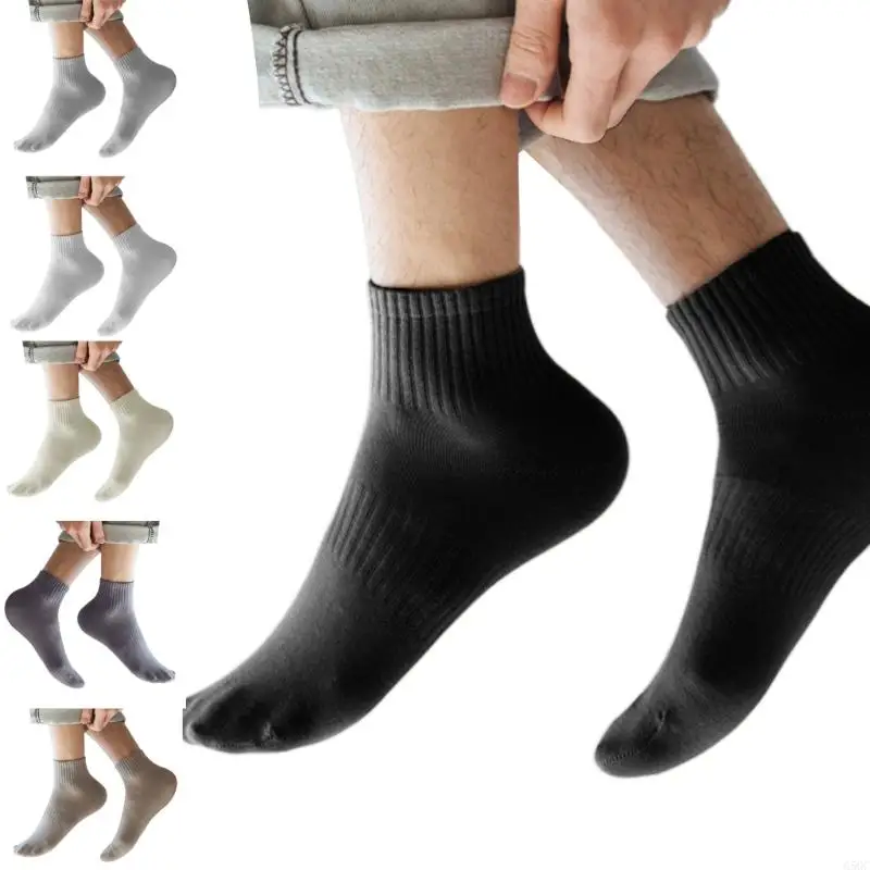 

G5GC Mens Sport Athletic Basic Solid Color Crew Socks Elastic Cuffs Breathable Casual Stretch Cotton Short Tube Ankle Socks