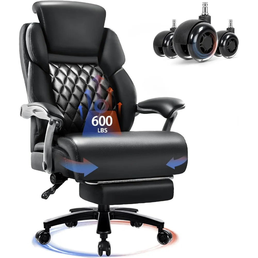 

600lbs Big and Tall Office Chair with Foot Rest and Lifting Headrest,Large Heavy Duty Chair with Adjustable Lumber Suppo
