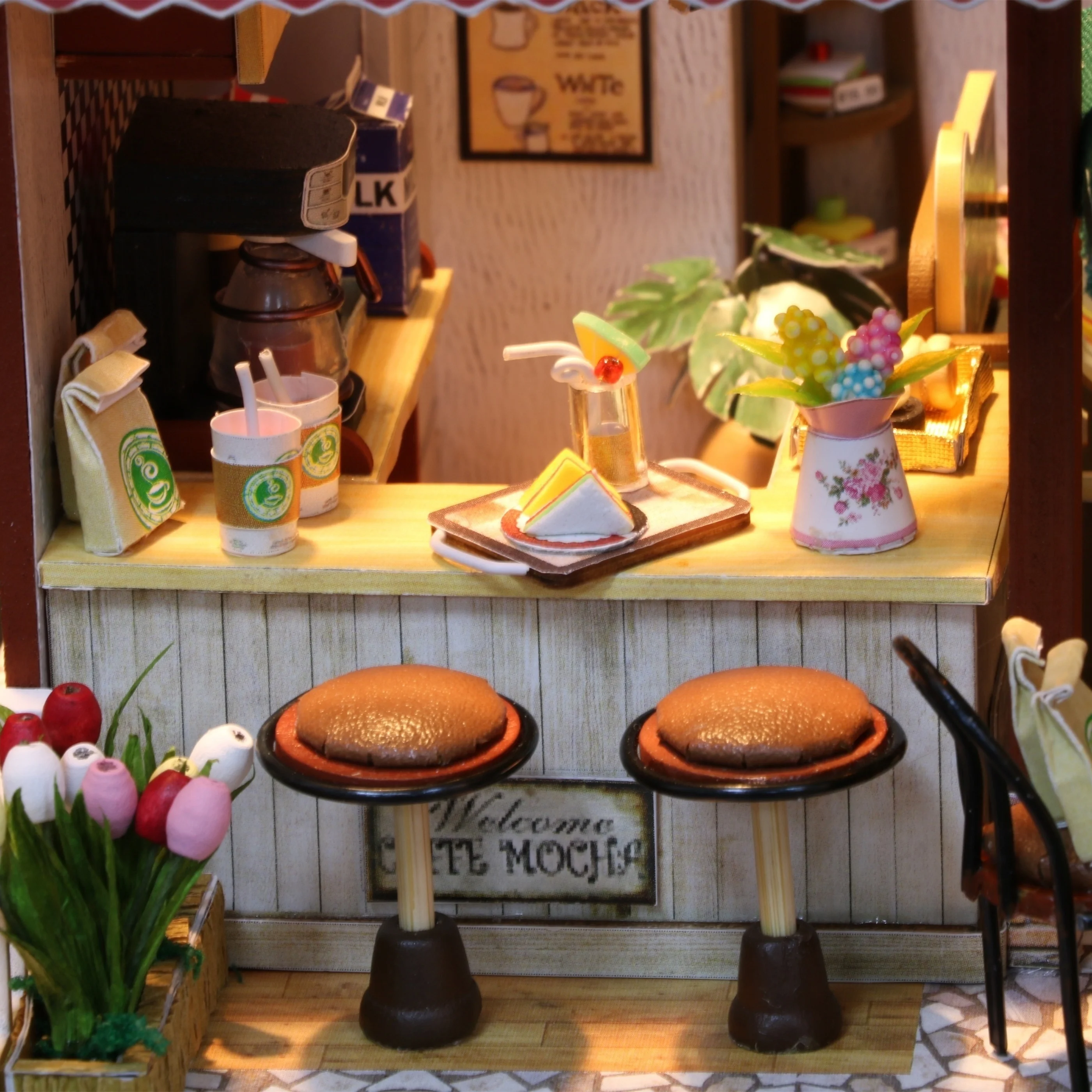 وقت القهوة DIY منزل مصغر هدية عيد ميلاد إبداعية تجميع نموذج زخرفة الجمعة السوداء #4