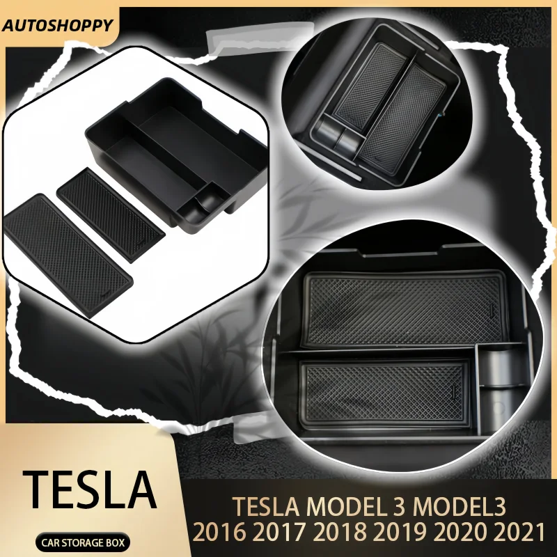 

Car Central Armrest Storage Box Case For Tesla Model 3 Model3 2016 2017 2018 2019 2020 2021 Tray Container Organizer Accessories