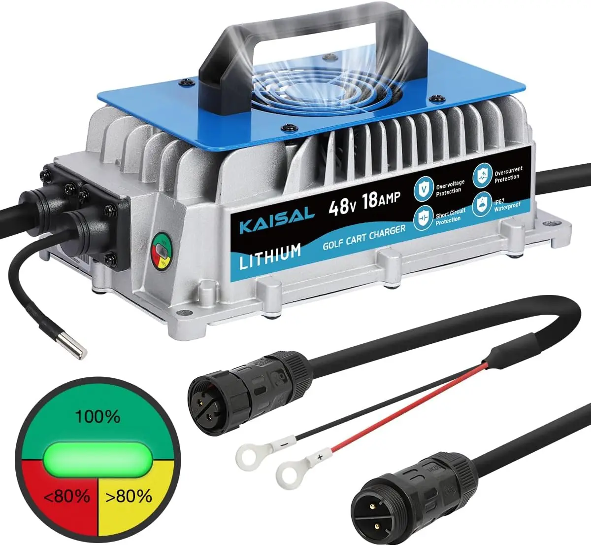 48 Volt 584V 18A Lithium Battery Charger 1250W LiFePO4 IP67 Waterproof Golf Cart Forklift Electric Outboard Boat Solar RV Off Gr