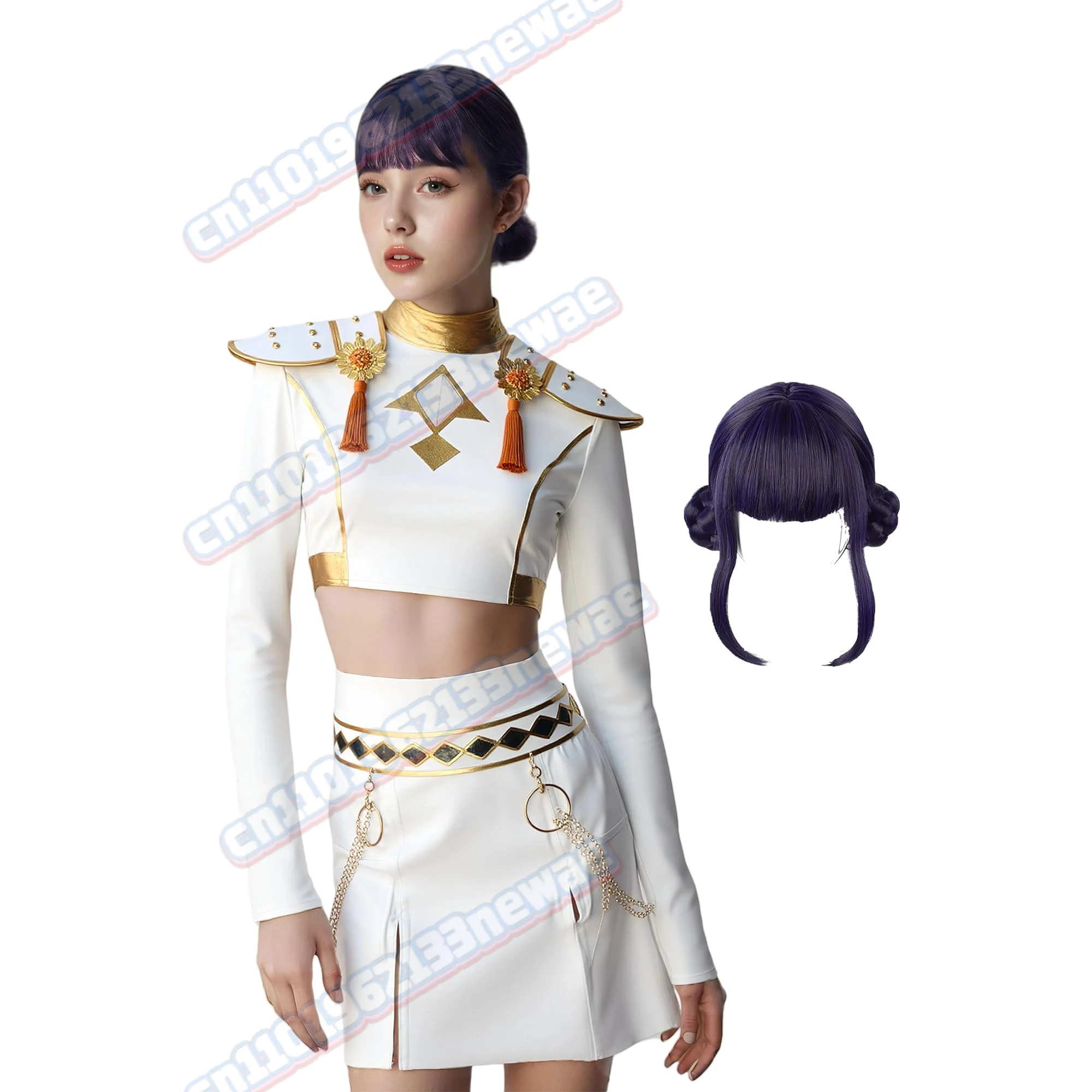 MINISO высокое качество Зои Косплей Костюм Парик Белая кожаная юбка-униформа Хэллоуин Карнавальная вечеринка Comic-con Ролевой наряд