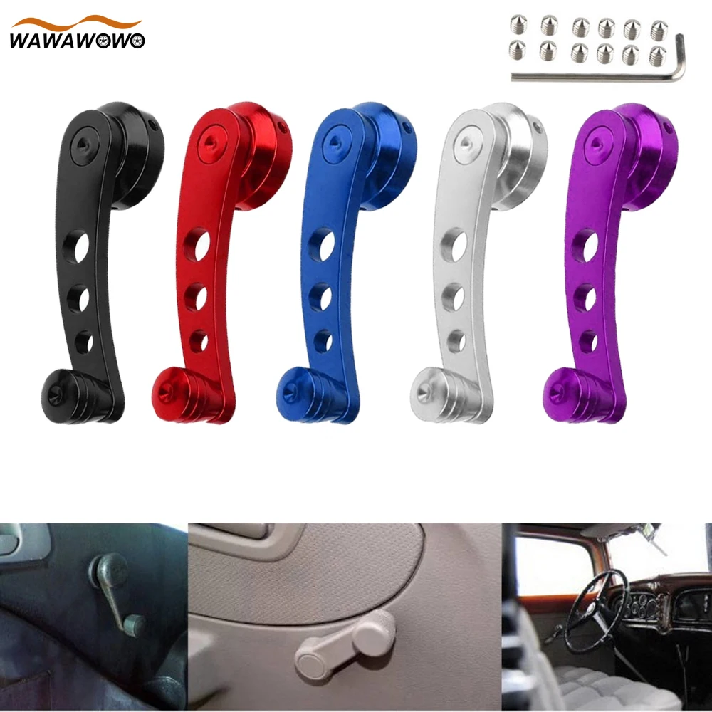 1Set Window Crank Handle Aluminum Alloy Universal Car Wagon Door Window Crank Handle Replacement Winder Billet Door Accessories