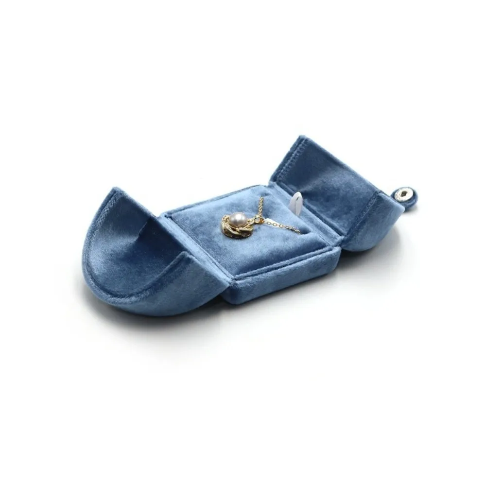 New Velvet Storage Box Double Door Multi-functional Holder Solid Color Rings Bearer Box Jewelry Organizer