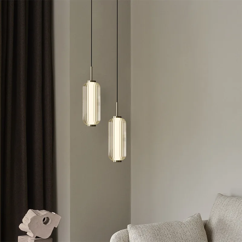 Postmodernistyczna długa szklana lampa wisząca minimalistyczna lampa wisząca w stylu retro do sypialni gabinet salon designerski żyrandol