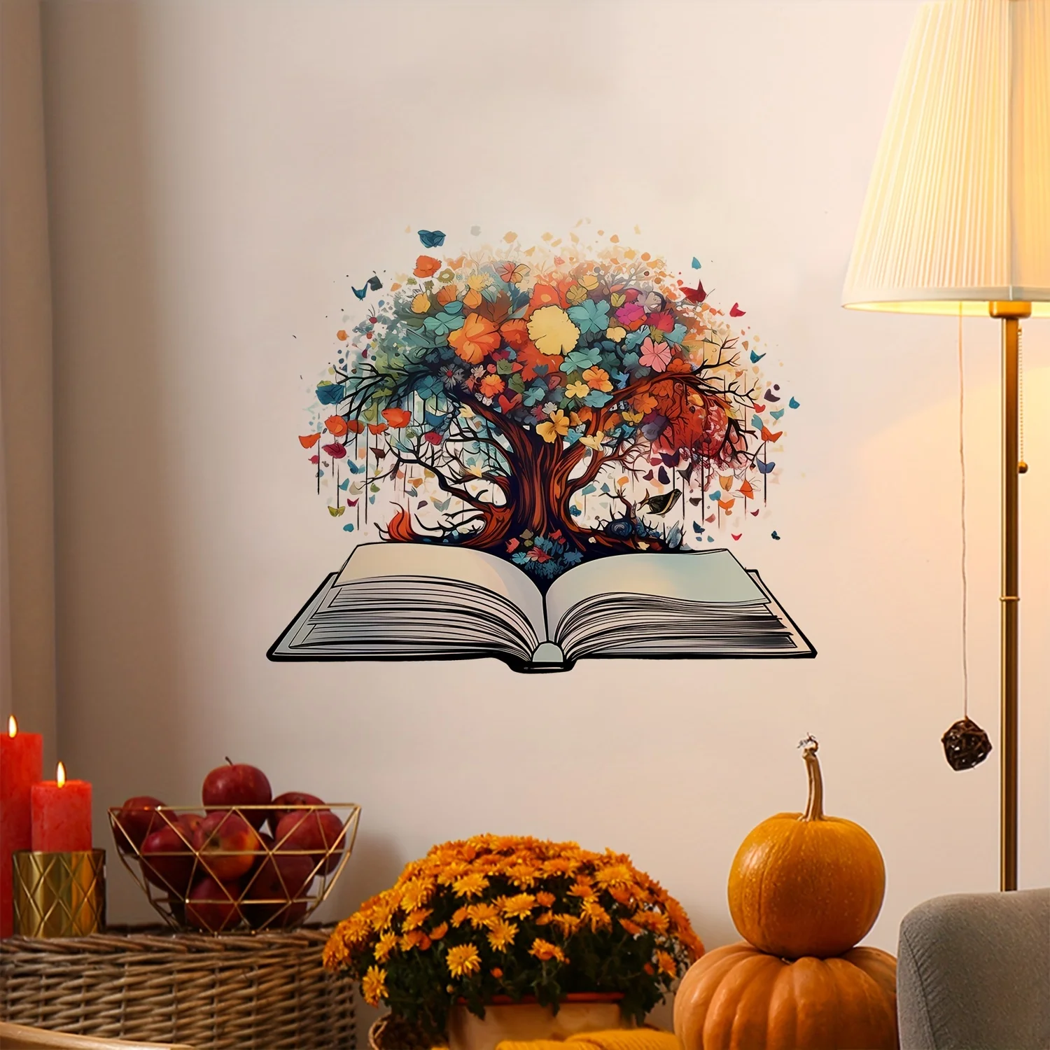 DIY Artistic Watercolor Tree Wall Stickers Book Theme Home Office Decor Easy Apply on Smooth Surfaces B32