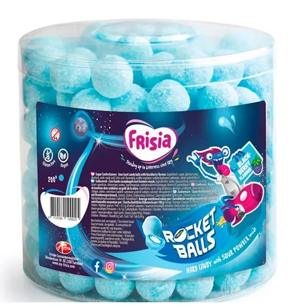 Rocket Balls Frisia sabor frambuesa Bote 200 unidades - Sin gluten y vegano