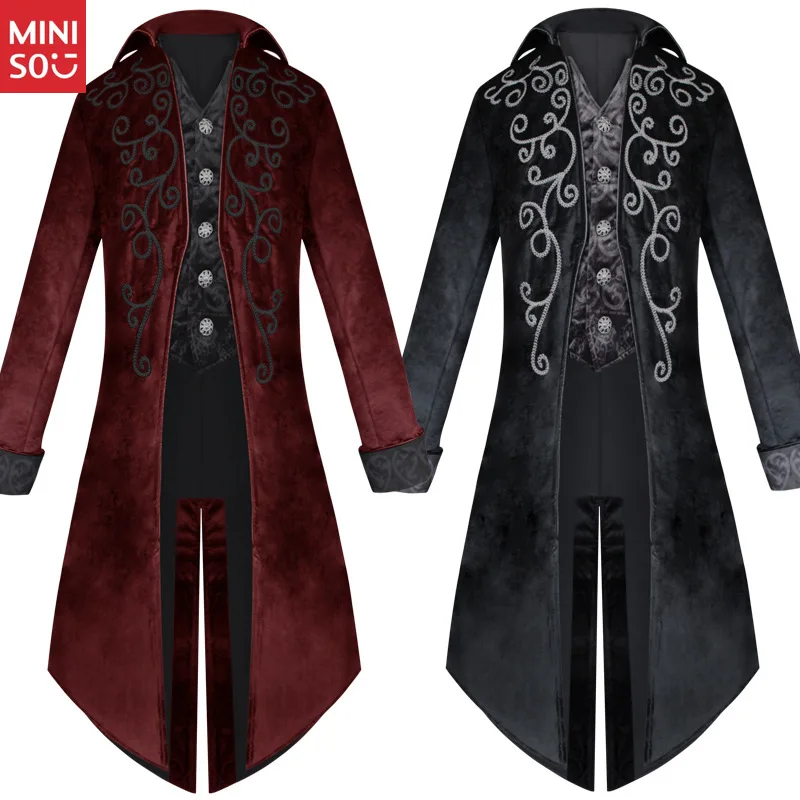 

Medieval Punk Tailcoat Coat, Mid-Length Vintage Gothic Men's Trench Coat