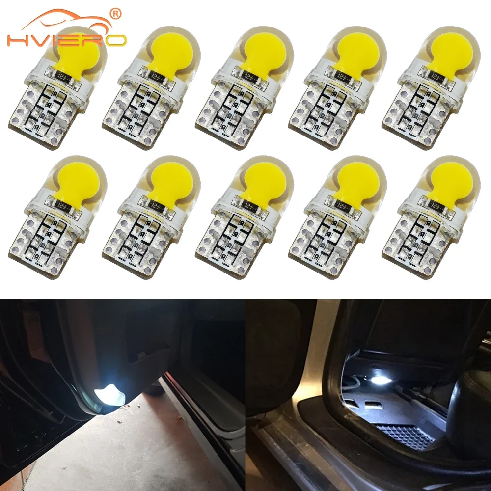 

10X T10 194 168 W5W LED Universal Car Turn Side License Plate Light Lamp Silica Waterproof Auto Super Bright Bulb Multiple Color