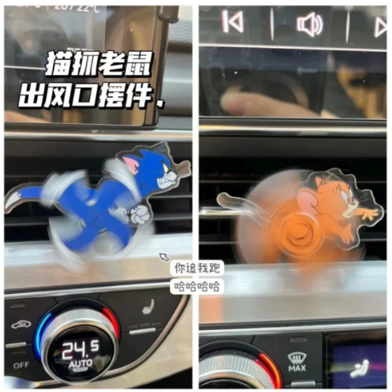 Vendita calda Tom e Jerry Cartoon Car Air Outlet Decorazione Aria condizionata Accessori acrilici Clip Girevole Kawali Giocattoli Regali