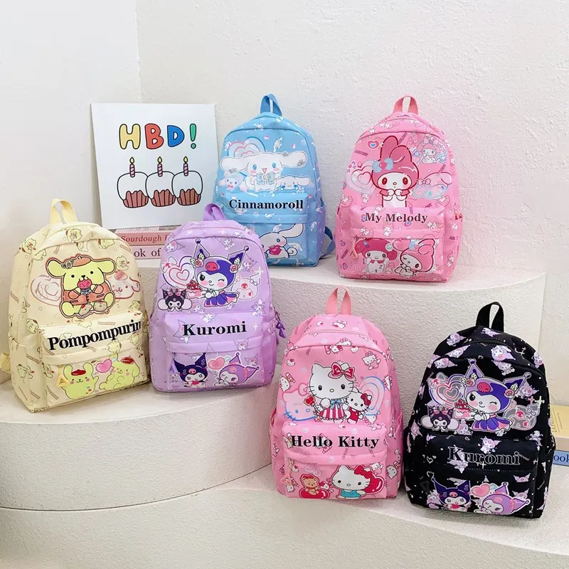 حقيبة مدرسية كاواي هالو كيتي مع محفظة نقود معدنية ساحرة كارتون كورومي مقاومة للماء حقيبة ظهر للطلاب سعة كبيرة حقيبة كتف هدايا
