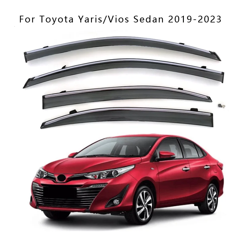 

For Toyota Yaris/Vios Sedan 2019--2023 Window Visors Car Rain Guards Wind Deflectors Sun Vent Shade Auto Exterior Accessories